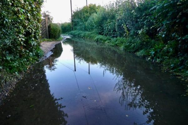 Mandatory Credit: Photo by Geoffrey Swaine/Shutterstock (14172110g) Country lanes are water logged after a night of heavy rain. Seaso<em></em>nal weather, Dunsden, Oxfordshire, UK - 29 Oct 2023